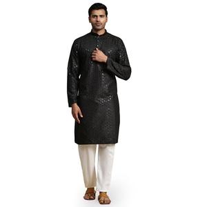 Pro-Ethic Style Developer Mens Indian Traditional Cotton Kurta Sets, Men Kurta Set Indian Wedding Dress (A-117) Black 38