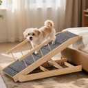 Dog Ramp for Bed, 47" Long Non-Slip Portable Pet Ramp for Small Large Dogs, Wooden Adjustable Dog Ramps for Bed, Couch, Car -Non Slip Carpet Surface and Foot Pads, Height from 12" to 24", Up to 200LBS
