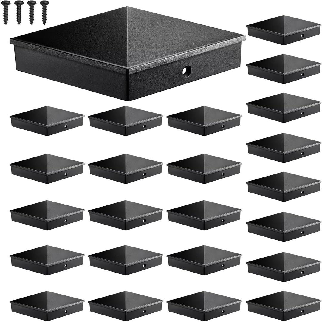 4x4 Post Caps Black (Fits 3.5"x3.5"), ASA Material - UV, Fade & Crack Resistant, Fence & Deck Post Caps 4x4 (24 Pack), Long-Lasting Protection for Outdoor Wood Posts