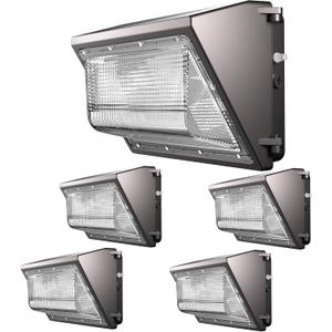 200W Wall Pack Lights Outdoor Led, 100-277V Dusk to Dawn Photocell, 30000Lm 5000K IP65, 60ft Dia Coverage Area,Commercial Exterior Lighting for Warehouse,Building,ETL(15~30ft Height) - 4Pack