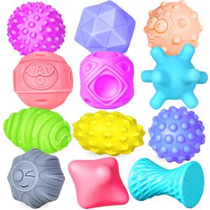12 Pcs Sensory Balls for Toddlers 1-3, Sensory Baby Toys 6-12 Months, Montessori Toy for Babies 6-12 Months Squeeze, Infant Toys Soft Multi Ball Set Gifts with Bright Color Textured