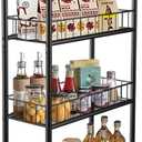 Utility Slim Storage Cart,6 Tier Narrow Kitchen Storage Cart,Laundry Room Carts,for Kitchen,DiningRoom,Living Room,Home Office,Rustic Brown and Classic (6 Tier Black)