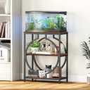 Snughome 20 Gallon Fish Tank Stand, Aquarium Stand with 3 Tier Storage, Heavy Duty Metal Terrarium Stand for Home Office, 24.02" x 11.81" x 30.51", Rustic Brown