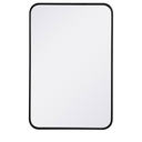 Aura, Soft Corner Metal Rectangular Mirror 20X30 Inch in, Modern, Black