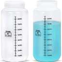 UMETASS 34oz/1000ml Wide Mouth Plastic Bottles with Airtight Lids, Graduated Food Grade Leak Proof PP Containers Jars for Water Sample Lab Reagent Liquid Medicine Storage (Transparent, 2 Pcs)