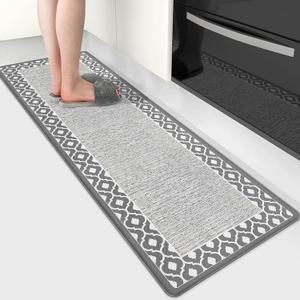 Anti Fatigue Kitchen Rug Kitchen Floor Mats Cushioned Anti Fatigue Memory Foam Kitchen Rugs Padded Kitchen Floor Mat Non Slip Washable Kitchen Mats for Floor Laundry Office Sink 17.3"x47.2" Grey