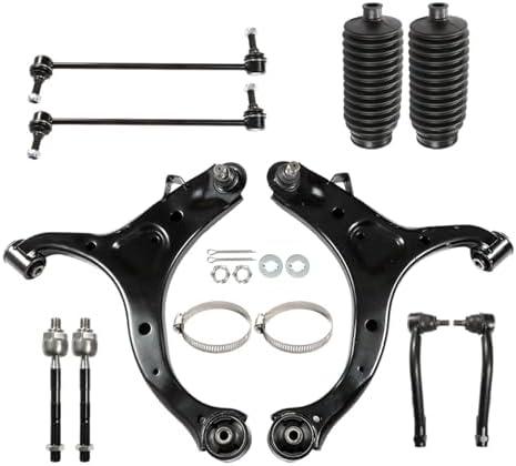 10Pcs Front Suspension Kit Front Lower Control Arm with Ball Joint Sway Bar Link Tie Rod End Replacement for Hyundai Santa Fe 2007-2012 Replacement for Kia Sorento 2011-2013