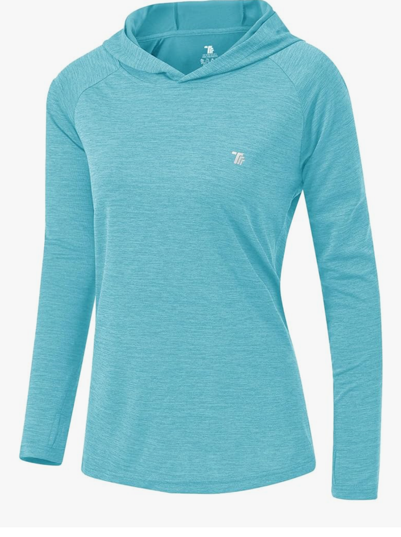 TBMPOY Womens UPF 50+ Sun Protection Hoodie Shirt Long Sleeve Fishing Hiking Outdoor UV Shirt Lightweight, Size Small