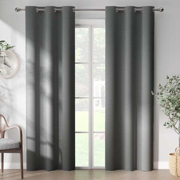 Blackout Curtain and Drapes Bedroom Curtains 42x63 inch Solid Grommet Curtains for Living Room, Grey, 2 Pcs