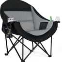Oversized Camping Chairs for Adult - Heavy Duty Padded Portable Folding Chair XL Collapsible Camp Chair with Cup Holder Side Pocket for Outdoor Lawn Beach Sport Fishing Support 500LBS, Grey