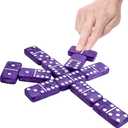 Dominos Set for Adults and Kids - Domino Set for Classic Board Games - Thick Jumbo Dominoes Double 6 for Travel Games - Purple Domino's 28 Tiles with Case