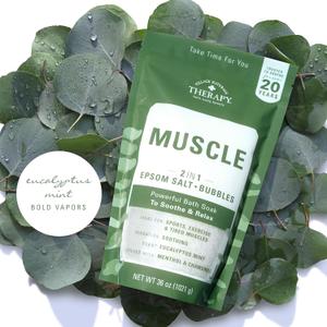 Village Naturals Therapy Muscle Foaming Epsom Soak, Eucalyptus Mint Scent, 36 oz