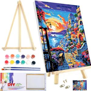 CNITUR Framed and Easel Paint by Numbers Kit for Adults, Paint by Numbers Kit for Beginner Home Table and Gift for Wall Decor 7.8x11.8inch MT2774