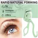 Heated Eyelash Curler, Fast 5s Heat up, 24 Hours Long Lasting, Rechargeable Electric Lash Curler, Temperature Control, Safe Anti-Burn Eye Lash Curler, Quick Natural Curling Lashes (Green)