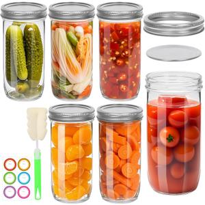 STARSIDE 24 oz Wide Mouth Mason Jars 6 Pack - Glass Canning Jars with Metal Airtight Lids and Bands for Canning, Preserving, Fermenting, Pickling, Meal Prep, Jam, Freezing, DIY Projects