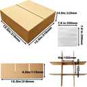 4 Sets Moving Boxes with Divider Kits, 12.5" x 12.5" x 4.5" Glassware Dish Packing Boxes, Shipping Boxes with Foam Pouches Ideal for Home Moving, RV Travel, and E-Commerce Shipping