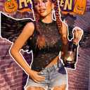 Avidlove Women Camisole Tops Sheer Mock Neck Tank See Through Summer Mesh Shirts Asymmetrical Top Clubwear (Black)