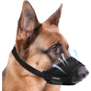 Dog Muzzle, Soft Nylon Muzzles for Small Medium Large Sized Dogs to Anti & Prevent Biting Barking Chewing, Pet Mouth Guard for German Shepherd with Adjustable Strap, Allows Panting Drinking (Black,M)