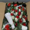 Lodou Artificial Cemetery Flower Saddles for Graves, Cemetery Memorial Flowers with Vase and 2 Memorial Bouquets for Grave Tombstone,Outdoor Grave Saddle Headstone Decorations (Red White)