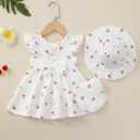 Renotemy Infant Baby Girl Summer Dress Ruffle Flutter Sleeve Bowknot Sundress Gifts Casual Clothes Outfits with Hat and Bag