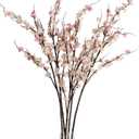 5Pcs Silk Cherry Blossom Branches 39'' Artificial Flowers Faux Cherry Blossom Stems for Vase Summer Spring Wedding Decor (5, Pink)
