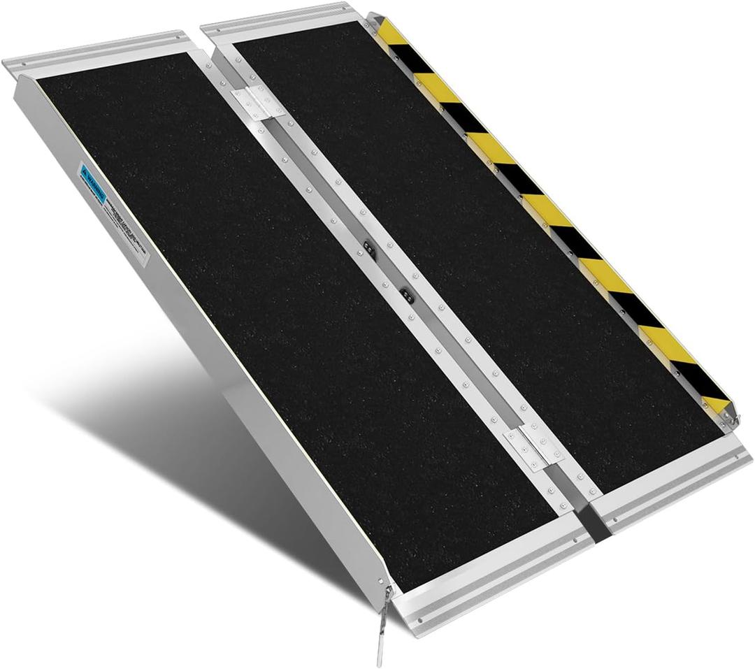 Protable Wheelchair ramp 4FT,Non-Slip Folding Aluminum Handicap Ramps,Threshold Ramps for Home,Holds up to 600lbs,Wheelchair ramp for Steps (4FT(Useing Height 4-12inch))