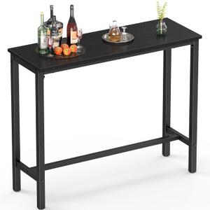 Mr. IRONSTONE Bar Table, 39" High Top Pub Table Rectangular Bar Height Table Sofa Console Table Dining Coffee Table, for Narrow Space, Living Room, Sturdy Metal Frame, Easy to Set Up, Black