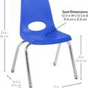 FDP 14" School Stack Chair,Stacking Student Seat with Chromed Steel Legs and Nylon Swivel Glides For In-Home Learning or Classroom - Blue (6-Pack, 10364-BL