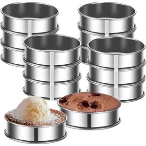 12packs Crumpet Rings 4 Inch English Muffin Rings Stainless Steel Double Rolled Nonstick Metal Round Tart Ring Molds for Cookie Cooking Baking