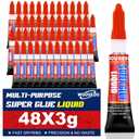 WOUSEDO 48 X 3g Super Glue Liquid, Clear Strong Adhesive,Fast Drying Cyanoacrylate Glue for Wood, Rubber, Leather, Hard Plastic, Metal, DIY Crafts and More