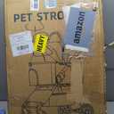Dog Cat Stroller for Small/Medium Pets up to 50 lbs, 3-in-1 Foldable Pet Stroller with Detachable Carrier, Car Seat, Storage Basket, Cup Holder, Hanging Bag, Rain Cover, All-Terrain 4 Wheels (Khaki)