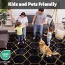 7x9 Area Rugs for Living Room Bedroom, Fluffy Black and Gold Geometric Rug