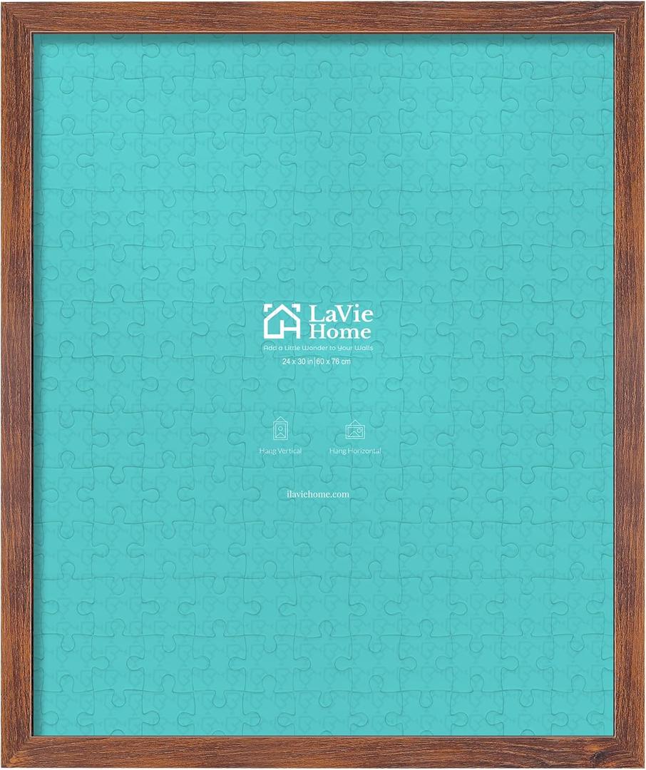 LaVie Home 24x30 Picture Frame Brown, Puzzles Frame for Wall Decoration, Classic Brown Minimalist Style Suitable for Decorating Houses, Offices, Hotels, Puzzles Posters Photos or Artwork1 Pack