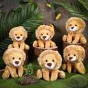 12 x 12 Pieces Lion Plush Set 6 Inches Cuddly Lion Stuffed Animal Soft Cuddly Plushie for Boys Girls Birthday Favors Gifts Forest Party Decor