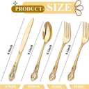 200PCS Gold Plastic Silverware - Heavy Duty Elegant Disposable Utensils - Gold Plastic Cutlery Set Includes 100Forks, 50Spoons, 50Knives for Dinner, Parties, Weddings