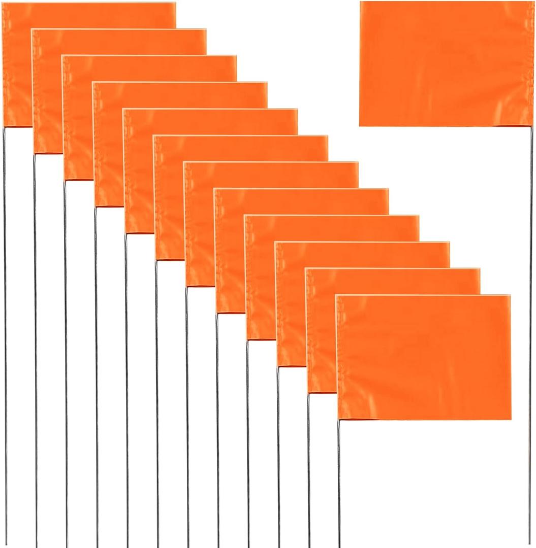 30 Pack Orange 15 x 2.5 x 3.5 Inch Rectangular PVC Marking Flags for Lawn, Yard, Landscape, Survey, Construction, Landscaping, Gardening
