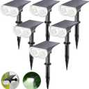 Linkind Solar Lights Outdoor Waterproof IP67, StarRay Dusk-to-Dawn Outdoor Solar Lights, 3 Lighting Modes Solar Spot Lights Outdoor for Garden, Yard, Landscape (Daylight, 6 Pack) (Cool White)