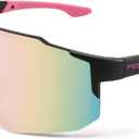 FEISEDY Sports Sunglasses for Men, Women and Teens - Baseball, Biking, Cycling UV400 Protection B2388 (75mm, 008-black Pink)