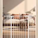 keny 29"-42.5" Baby Gate for Stairs, Auto Close Safety Dog Gate, Pressure Mounted Easy Walk Through Pet Gate for Doorways, Durable Stair Gate, 30" Tall, White