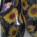 Sloggers Original Waterproof Rain and Garden Shoe for Women– Outdoor Slip-On Garden Clog - Made in The USA with Premium Comfort Insole and Arch Support - Sunflower Print Black, Size: 7