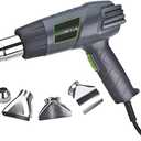 Genesis GHG1500A Dual Temperature Heat Gun Kit With Fast Heat High And Low Settings 572F/1000F, Air Reduction Nozzle, Reflector Nozzle, And Two Deflector Nozzles