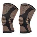 Copper Knee Braces for Arthritis Pain (2 pack)- Professional Knee Suppot with Side Stabilizers - Breathable Compression Sleeves for Pain Relief & Stability (Arthritis, Gym, Work)- M
