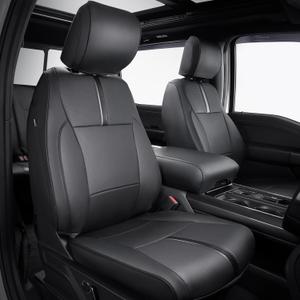 DrCarNow for Ford F150 Front Seat Covers 2015-2022 2023 2024 2025,Only Fit F150 1st Row Bucket Seat(XL,XLT),Black Waterproof Leather Seat Cover Accessories(Only Front Seat (SuperCab & SuperCrew/CrewCab)