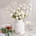 Waipfaru 10pcs Fake Silk Pompon Mum Artificial Flowers, Bulk Faux Mini Chrysanthemums, for Centerpieces Wedding Fillers Champagne Arrangements Shower Decorations, White