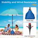 HOMEDEMO 8FT Big Beach Umbrella with Privacy Curtain & Weight Bag, Outdoor Beach Umbrellas with Large Anchor, Table & Carry Bag, Heavy Duty Windproof Design, UPF 50+ Protection, Parasol, Türkiye Blue