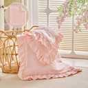 Ruffled Toddler Blanket Ruffle Comforter for Baby Toddler Girls, Soft Cozy Cute Quilted Blanket Breathable Microfiber Comfortable Down Alternative Small Size Quilt with Ruffle - 39"x 47" Light Pink