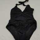 RXRXCOCO Women Sexy V Neck Mesh One Piece Bathing Suit Halter Push Up Tummy Control Swimsuit Swimwear S