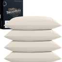 TEXAS LINEN CO. 100% Egyptian Cotton Pillow Cases King Size Set of 4 - Luxury 1500 Thread Count Cotton Pillowcases (2 Pair, Ivory), Soft, Cooling & Breathable Hotel-Quality Sateen Weave Pillowcases