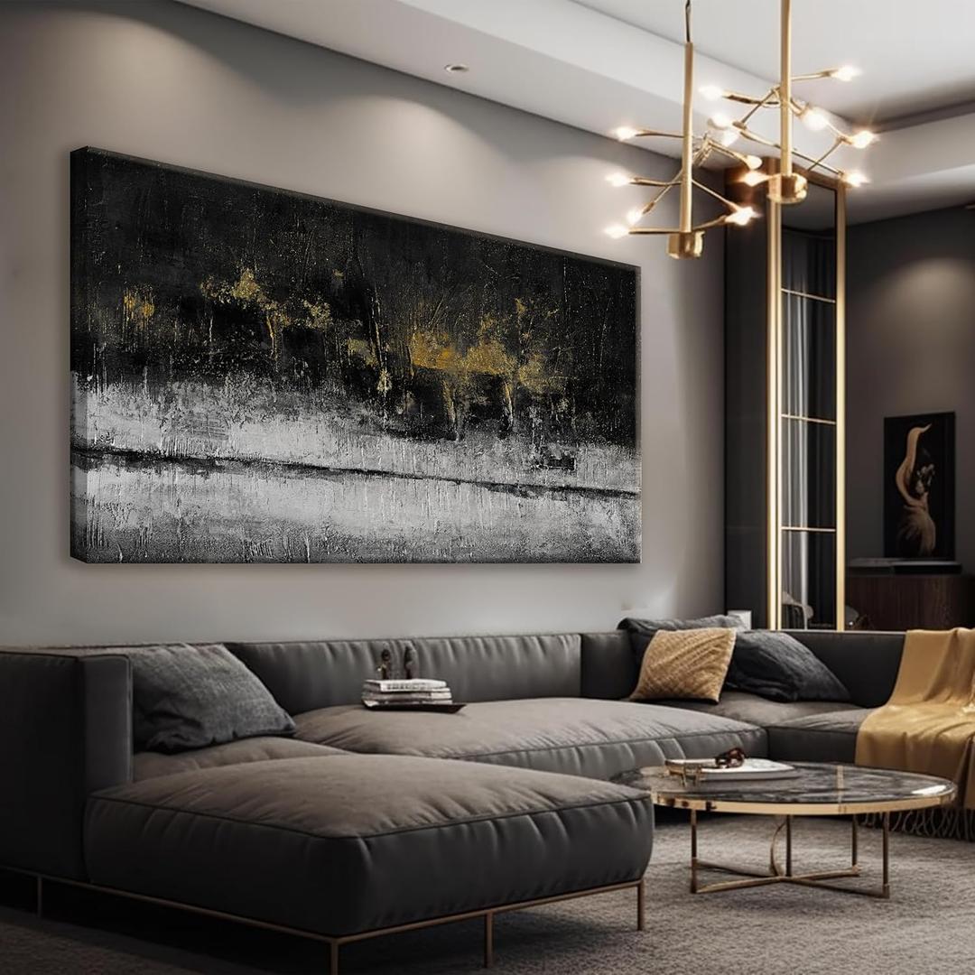 Black And Gold Wall Art Maximalist Decor Home Decor Wall Pictures Canvas Art Wall Decort Large Size Modern Painting Wall Decoration Pictures Abstract Wall Art For Living Room Home Kitchen Office 29x58 Inch (58L" x 29W")