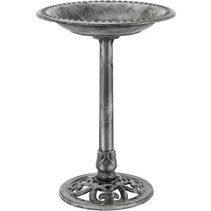 VIVOHOME 28 Inch Height Polyresin Lightweight Antique Outdoor Garden Bird Bath Gray
